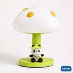 A Cloud PoPo Panda Silicone Night Lamp showing a glowing white cloud top and a small panda on a green base. - view 4