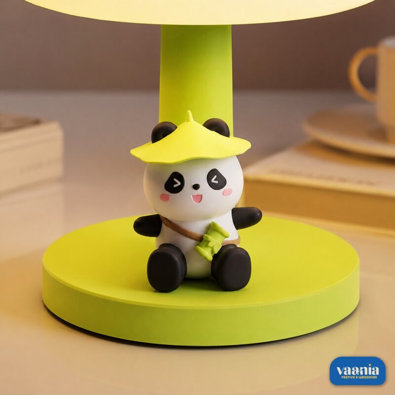 A Cloud PoPo Panda Silicone Night Lamp showing a glowing white cloud top and a small panda on a green base. - view 2