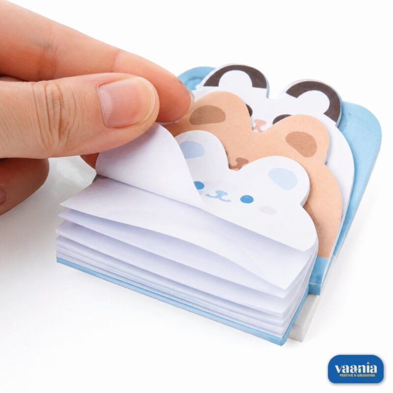 Four packs of Zoo Series Sticky Notes featuring Koko Puppies, BuBu Bears, Kiki Kittens, and BiBi Bunnies on a desk. - view 2