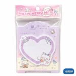 A pack of pink rocking-horse shaped Sticky Notes featuring a white kitten with a bow and flowers. - view 3