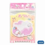 A pack of pink rocking-horse shaped Sticky Notes featuring a white kitten with a bow and flowers. - view 4